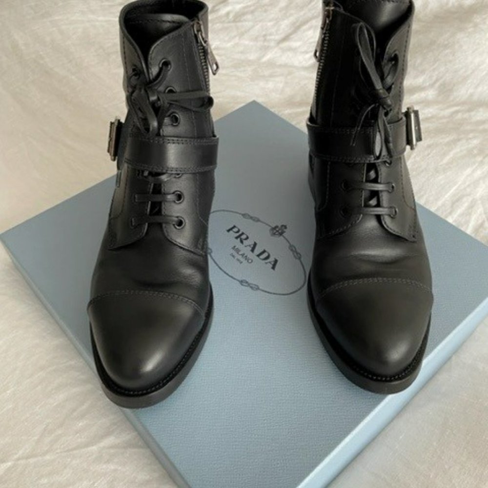 Black Prada Combat Boots (Size 38.5)